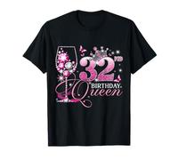 Happy 32nd Birthday Queen Pink Wine 32 Years Old Women T-Shirt