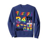 Happy 34th Birth Gay LGBTQ Rainbow Birthday Celebration Sweatshirt