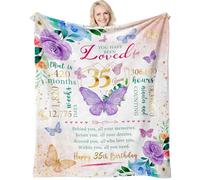 Happy 35th Birthday Gifts for Women Throw Blanket 60"X 50", 35 Year Old Birthday Gifts for Women, Birthday Gift for 35 Years Old Woman, 35 Birthday Gifts for Her