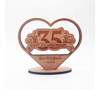 Happy 35th Heart Wedding Anniversary Floral Heart Keepsake Personalised Gift, Personalised Wedding Anniversary Husband Wife Gift, 35 Years Married Gift |35th Wedding Anniversary Gift