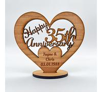 Happy 35th Wedding Anniversary Heart Keepsake Personalised Gift | Personalised Wedding Anniversary Gift |35th Wedding Anniversary Gifts | Anniversary Gift for Husband/Wife | 35 Years Married| Wood