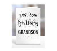 HAPPY 38TH Birthday card to Grandson, card, gifts for boy, him, male, presents for men, from grandama grandad, nan, nana, A5-154_39