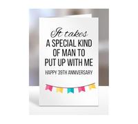 Happy 39TH Anniversary Card, Birthday Gifts for Husband, Boyfriend, Partner, Spouse, Funny, Valentines Gifts for Him, Presents for Men, 39 years, A5-191_40