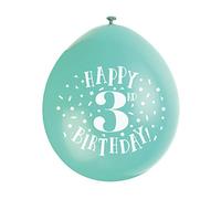 Happy 3rd Birthday Assorted Colors Latex Balloons (22cm) Pack of 10 - Festive & Fun Party Decorations