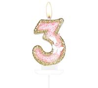 Happy 3rd Birthday Butterfly Number Candles, Pink Gold 3 Candles Cake Cupcake Topper for Cake, Girls 3rd Birthday Cake Decorations, Butterfly 3rd Birthday Candle Cake Topper for Butterfly Theme Party