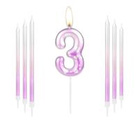 Happy 3rd Birthday Number Candles Cake Topper, Rose Pink 3 Candle for Cake, Colorful Candles for Boys Girls Women Baby, Heart Candle Cake Topper for 3rd Birthday Party Decorations Wedding Anniversary