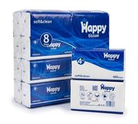 Happy 4-Ply Facial Tissues 8 Box Multipack, 460 Sheets Per Box (3,680 Total) Extra Thick Soft White Tissue Paper for Home, Office, School & Travel