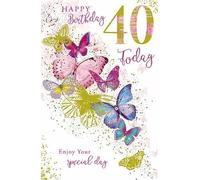 Happy 40th Birthday - 40 Today - Foilded Birthday Card