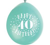 Happy 40th Birthday Assorted Colors Latex Balloons (22cm) Pack of 10 - Festive & Fun Party Decorations, Pink