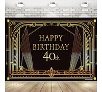 Happy 40th Birthday Backdrop Party Decorations Black Gold Background Photography Print Wall Decorations Backdrop Party Background Poster Balloon Queen King