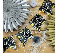 Happy 40th Birthday Black and White Bunting Hanging Decoration - 4 metres long with 10 flags, ready to be hung straight from the pack, suitable for that special Birthday Celebration