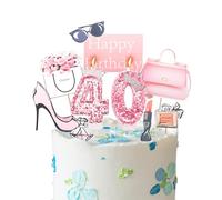 Happy 40th Birthday Cake Toppers Birthday Candles Pink Number 40 Candles for Birthday Cake - Personalised Age 40 Cake Toppers & Candles, 40th Birthday Cake Decorations for Her Women