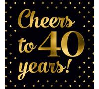Happy 40th Birthday Guest Book - Cheers to 40 Years: Black and Gold Message Book and Gift Log For Party Celebration and Keepsake Memories
