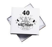 Happy 40th Birthday Photo Album, White Gift Box, Holds 50 Photos 15 x 10 cm