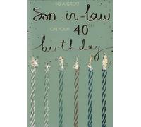 Happy 40th Birthday Son in Law Birthday Card - Rosette 40 Today