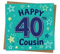 Happy 40th Cousin Birthday Card with Star Doodles for Cousin
