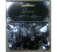 HAPPY 40TH DECO SILVER & BLACK PARTY/CRAFT TABLE FOIL CONFETTI 14g BAG BIRTHDAY