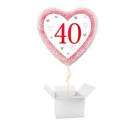 Happy 40th Ruby Anniversary Heart Shape Foil Helium Balloon - Inflated Balloon in a Box