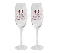 Happy 40th Ruby Anniversary Pair Of Champagne Glasses