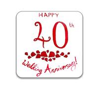 Happy 40th Ruby Wedding Anniversary - Pack of 10 Square Stickers - 55mm x 55mm