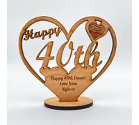 Happy 40th Special Birthday Heart Engraved Keepsake Personalised Gift | Personalised Birthday Gift | 40th Birthday Gifts | 40 Years Old Birthday Gift| Birthday Keepsake Gift | Wooden Engraved Trinket