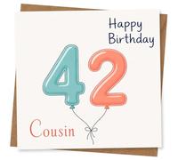 Happy 42nd Birthday Cousin Card with Balloon Numbers Design
