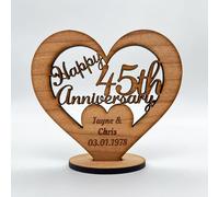 Happy 45th Wedding Anniversary Heart Keepsake Personalised Gift | Personalised Wedding Anniversary Gift |45th Wedding Anniversary Gifts | Anniversary Gift for Husband/Wife | 45 Years Married| Wood
