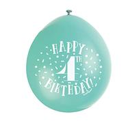 Happy 4th Birthday Assorted Colors Latex Balloons (22cm) Pack of 10 - Festive & Fun Party Decorations