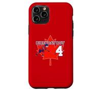 Happy 4th Birthday Boy Canada Maple Leaf Ice Hockey Case for iPhone 11 Pro