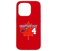 Happy 4th Birthday Boy Canada Maple Leaf Ice Hockey Case for iPhone 15 Pro