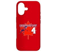 Happy 4th Birthday Boy Canada Maple Leaf Ice Hockey Case for iPhone 17