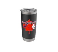 Happy 4th Birthday Boy Canada Maple Leaf Ice Hockey Stainless Steel Insulated Tumbler