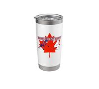 Happy 4th Birthday Boy Canada Maple Leaf Ice Hockey Stainless Steel Insulated Tumbler