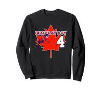 Happy 4th Birthday Boy Canada Maple Leaf Ice Hockey Sweatshirt