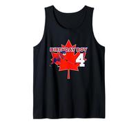Happy 4th Birthday Boy Canada Maple Leaf Ice Hockey Tank Top
