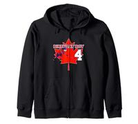Happy 4th Birthday Boy Canada Maple Leaf Ice Hockey Zip Hoodie