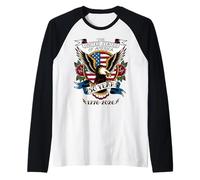 Happy 4th July 250 Years Memorial America Bald Eagle Pride Raglan Baseball Tee