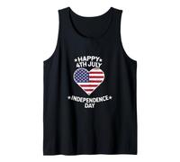 Happy 4th July Heart Independence Day Vintage Men Women Tank Top