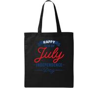 Happy 4th Of July Independence Day Natural Ecological Cotton Tote Bag Black