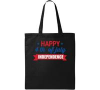 Happy 4th Of July Independence Day Red And Blue Graphic Natural Ecological Cotton Tote Bag Black