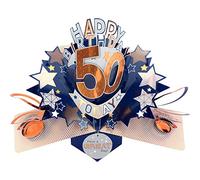 Happy 50th Birthday 50 Today Pop-Up Greeting Card Love Kate's Pop Up Cards Him POP204MC50
