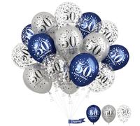 Happy 50th Birthday Balloons Navy Blue Silver, 15 Pieces 50th Birthday Decorations for Men, Blue Silver 50th Party Balloons for Him Age 50 Years Old 50th Birthday Party Decor Celebration Supplies