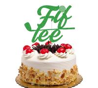 Happy 50th Birthday Cake Topper, Golf Fif-tee Cake Decorations, Green Glitter Funny Golf Themed 50th Birthday Party Decors, Cheers to 50 Years/Fifty
