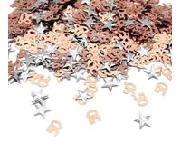 Happy 50th Birthday Confetti 30g 50th Anniversary Glitter Foil Table Scatter Decorations Sequins for 50 Years Birthday Table Confetti Party Decoration Rose Gold Silver