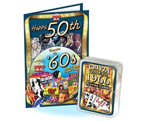 Happy 50th Birthday DVD Greeting Card & Trivia Playing Cards Combo: A Flickback Decade DVD Combo