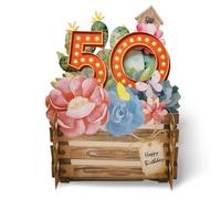 Happy 50th Birthday Flowers & Butterflies 3D Pop Up Greeting Card by Alljoy Cards MN043