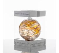 Happy 50th Birthday Gift - 10cm Pastel Gold Glass Friendship Ball - Handcrafted Keepsake Ornament for Milestone Birthday