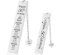 Happy 50th Birthday Inspirational Bookmark - Encouragement Gift for Women Men and Book Lovers, 50th Birthday Present for Mum Wife Best Friend Colleague