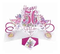 Happy 50th Birthday Pop-Up Greeting Card Original Second Nature 3D Pop Up Cards