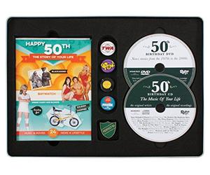 Happy 50th Birthday Time Capsule - Party Milestone Tin With DVD , CD , Booklet Card , Posters Badges etc